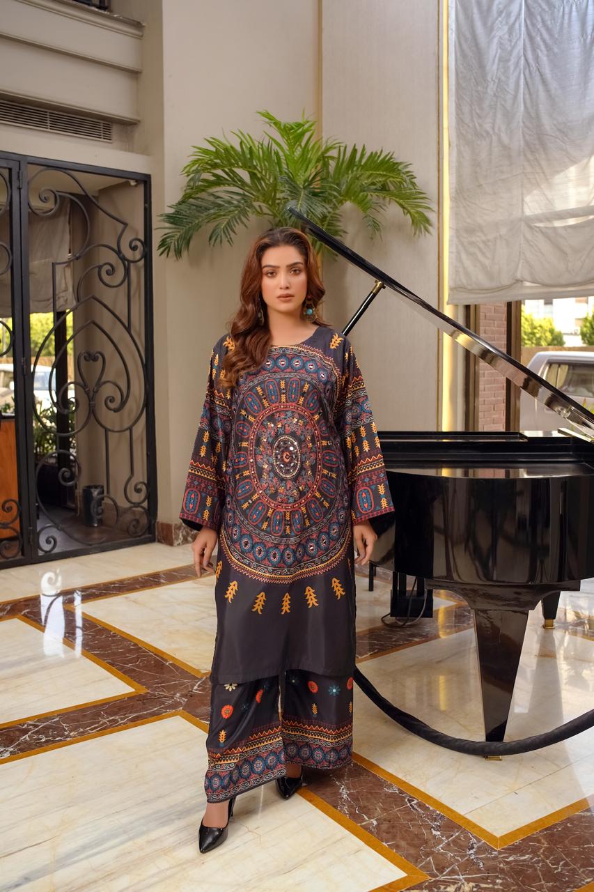 KhaddiI Digital Black (2PCs) -Premium Quality Fabric