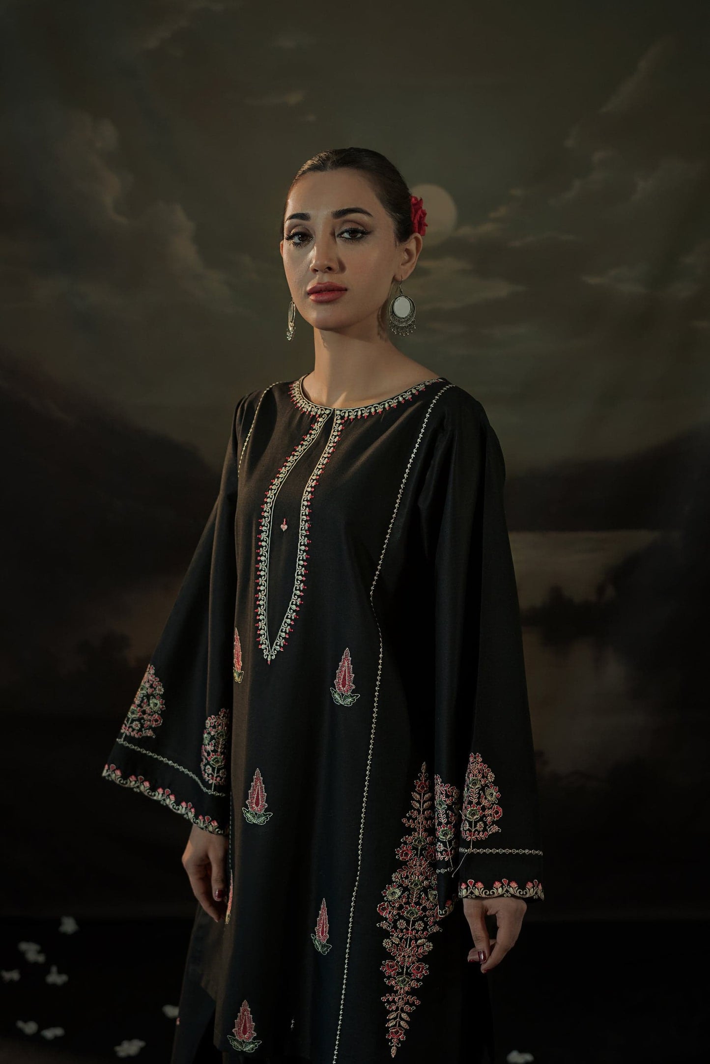 Black Iris Long Length (Embroidery 2 Pcs)