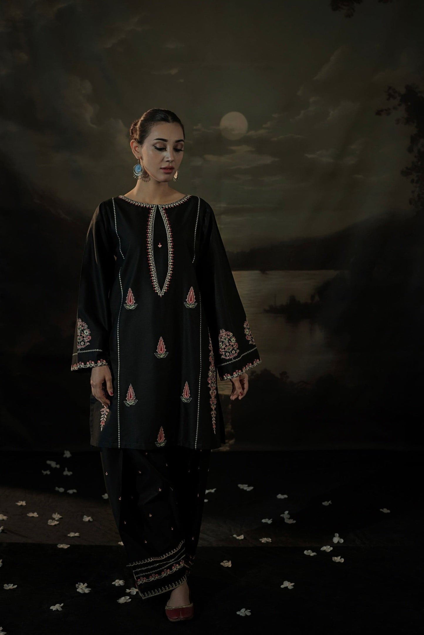 Black Iris Long Length (Embroidery 2 Pcs)