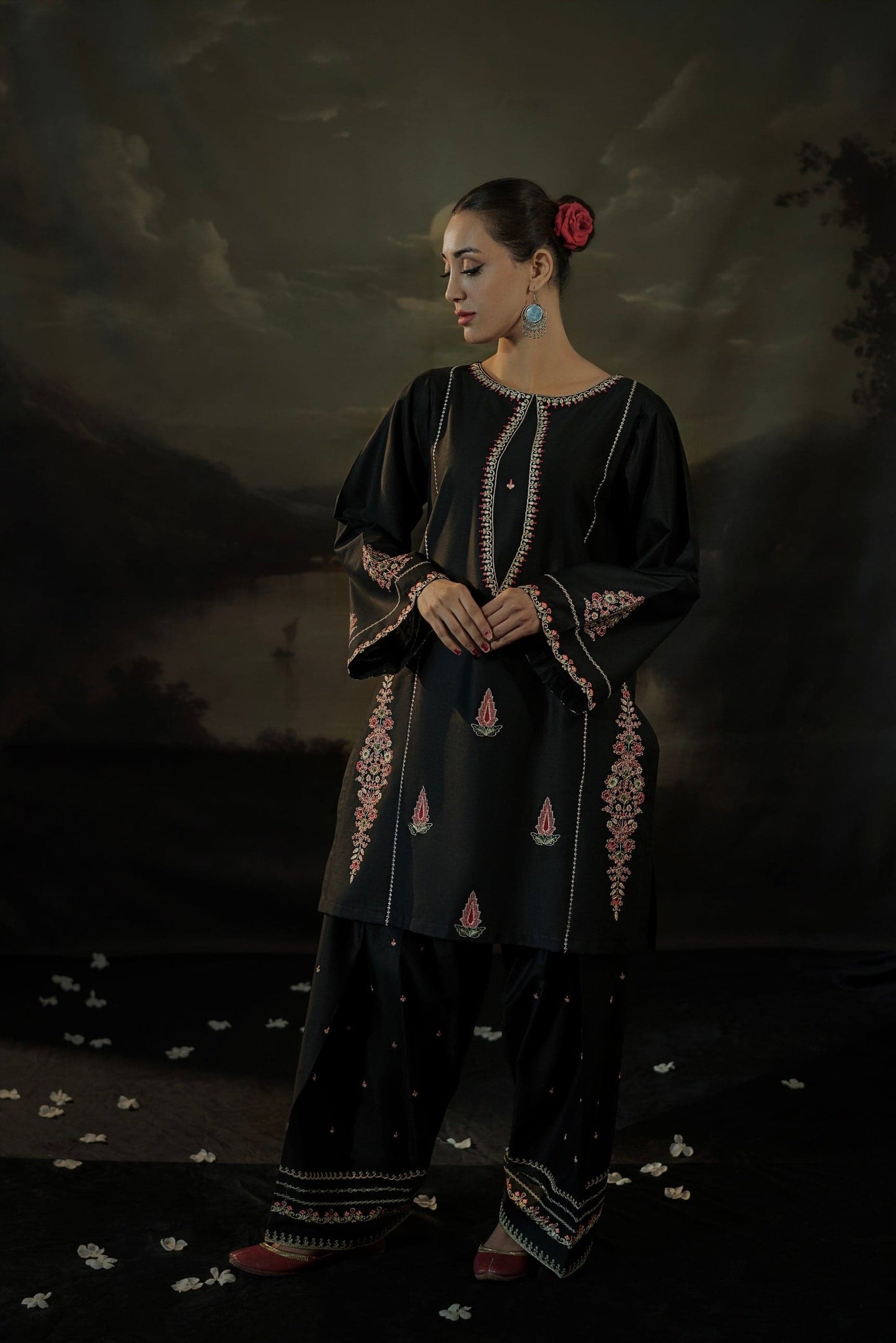 Black Iris Long Length (Embroidery 2 Pcs)