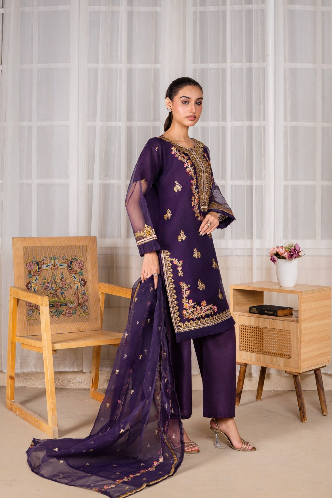 Mehrou (Organza Embroided 3 PCs) Digital Printed | SUMMER FIT | PREMIUM STITCHED | PREMIUM FABRIC |