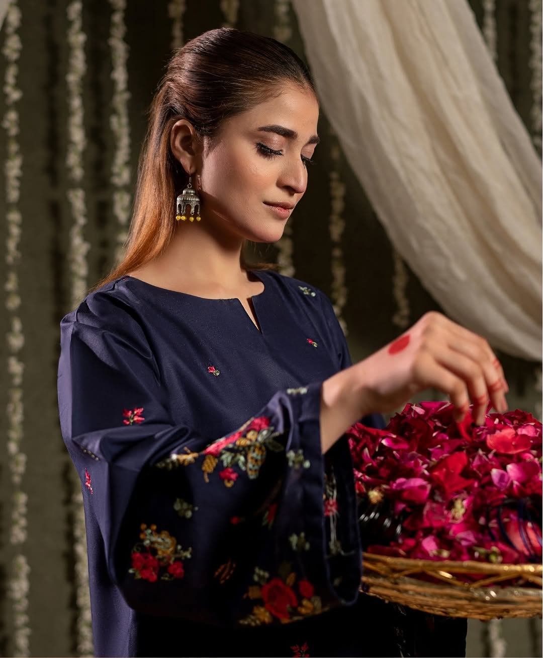 Bright Blue Embroided 2Pcs