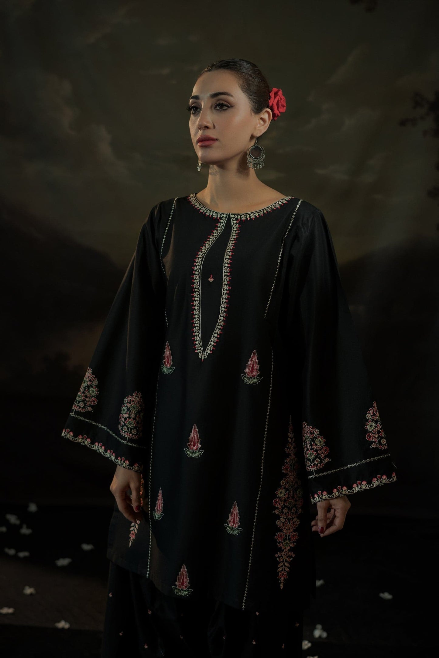 Black Iris Long Length (Embroidery 2 Pcs)
