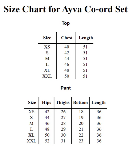 AYVA | Co-ord Set 2pc | PREMIUM STITCHED | PREMIUM FABRIC |