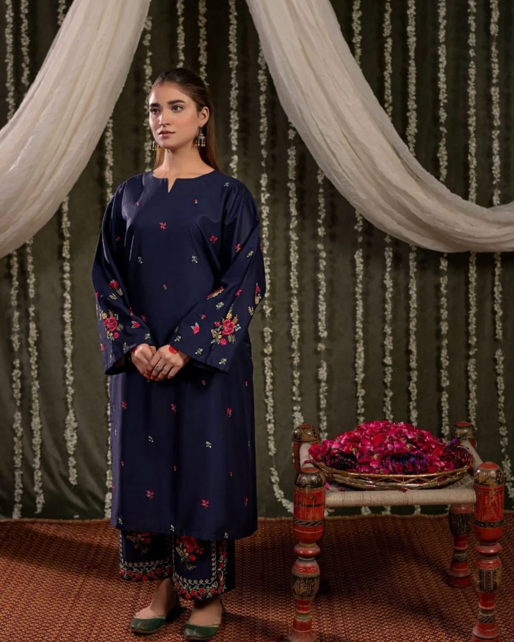 Bright Blue Embroided 2Pcs