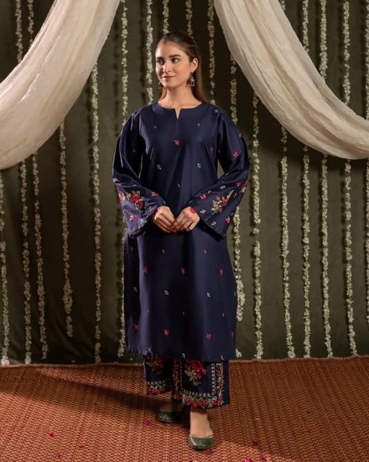 Bright Blue Embroided 2Pcs